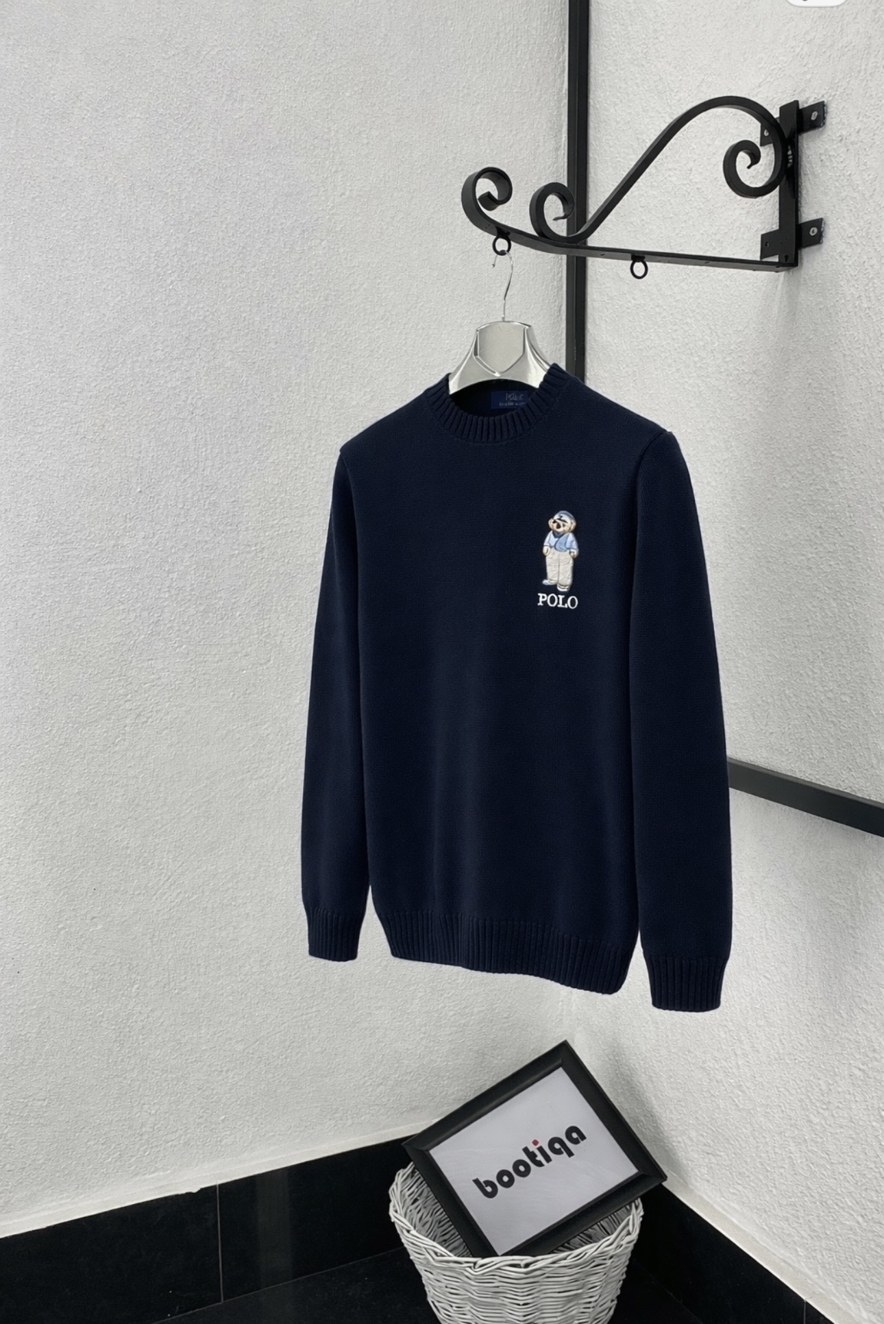 Polo Bear Nakışlı Erkek Triko Kazak – Lacivert